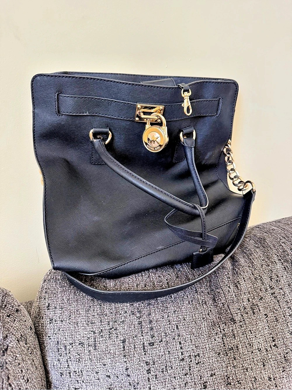 Michael Kors Hamilton Legacy Large Leather Satchel Black